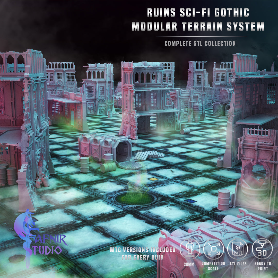 Ruins Sci-Fi Gothic - Modular Terrain System (Complete STL Collection)