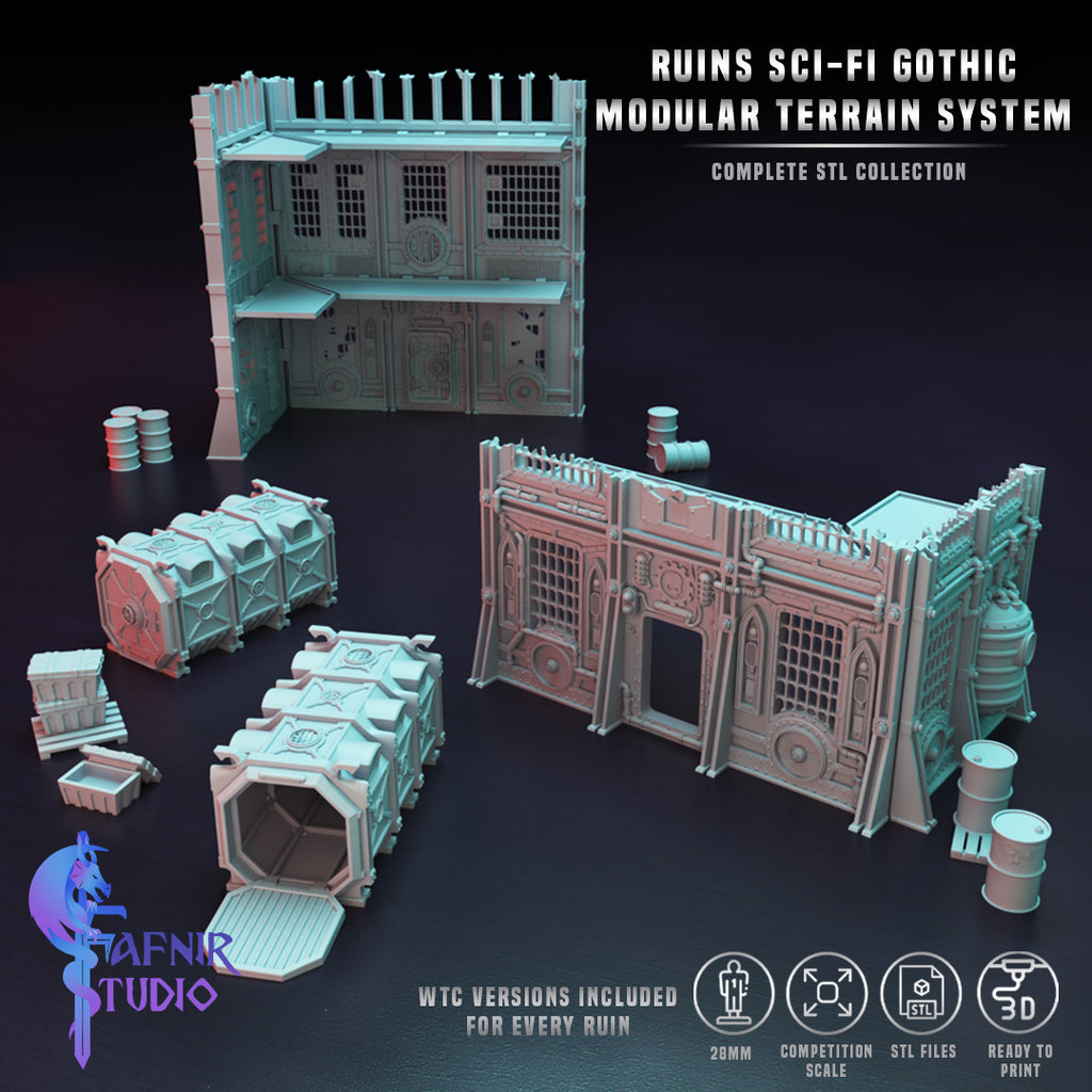 Ruins Sci-Fi Gothic - Modular Terrain System (Complete STL Collection)