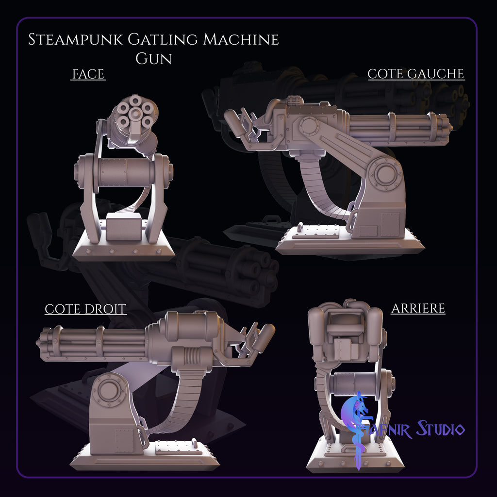 toutes les faces de Steampunk Gatling Machine Gun