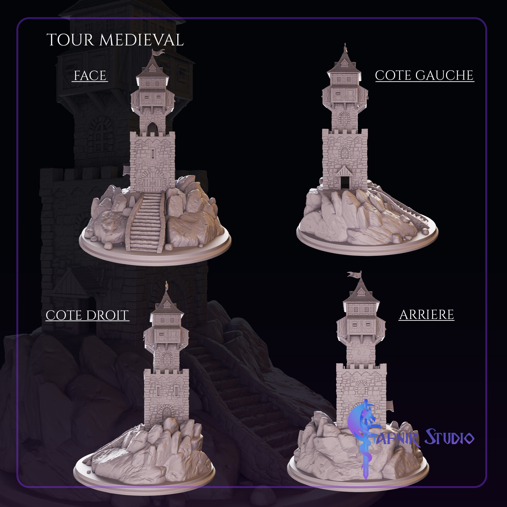 4 vues Tour Médiévale
