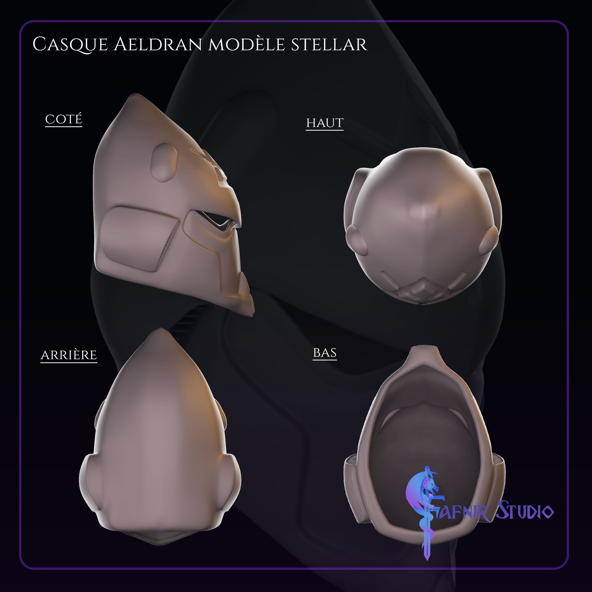 4 vues Casque Aeldran Modèle Stellar