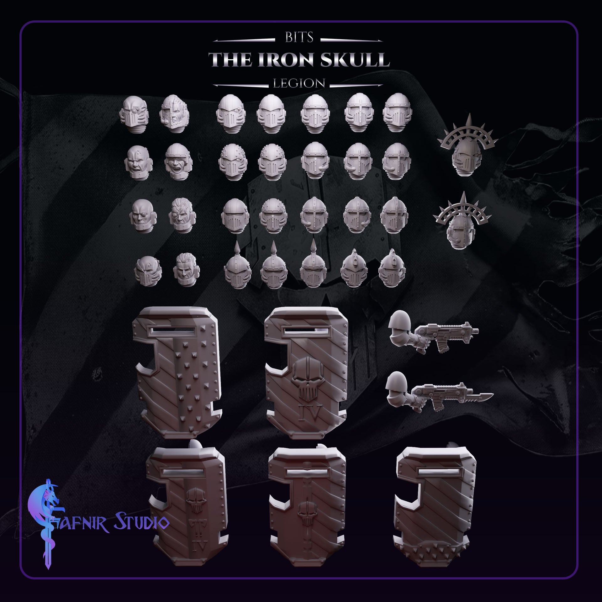 SPACE KNIGHTS IRON SKULL - HELMETS & SHIELDS UPGRADE PACK